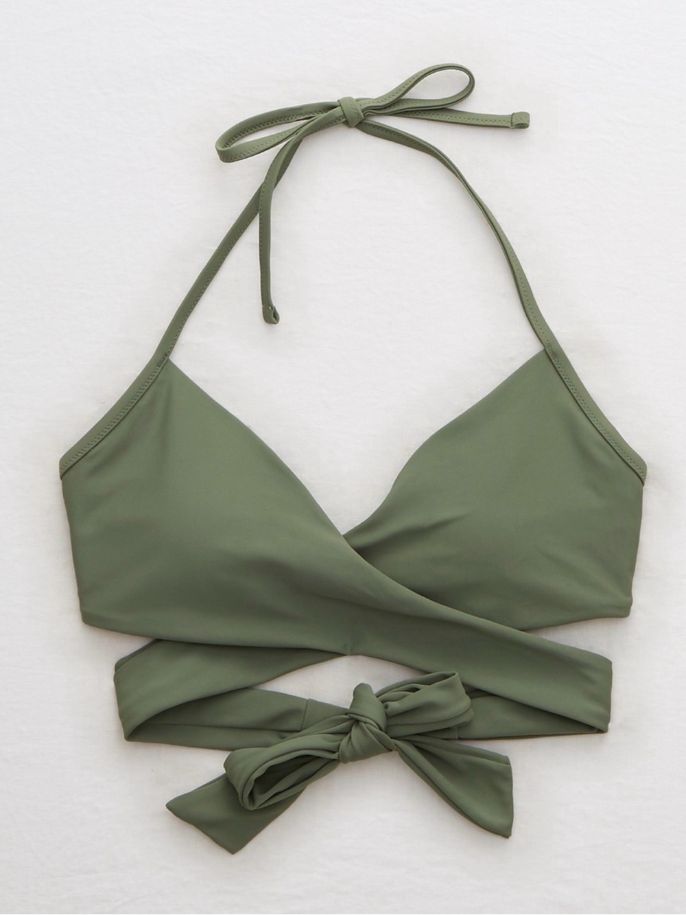 Aerie Olive Green Halter Crossover Wrap Bikini